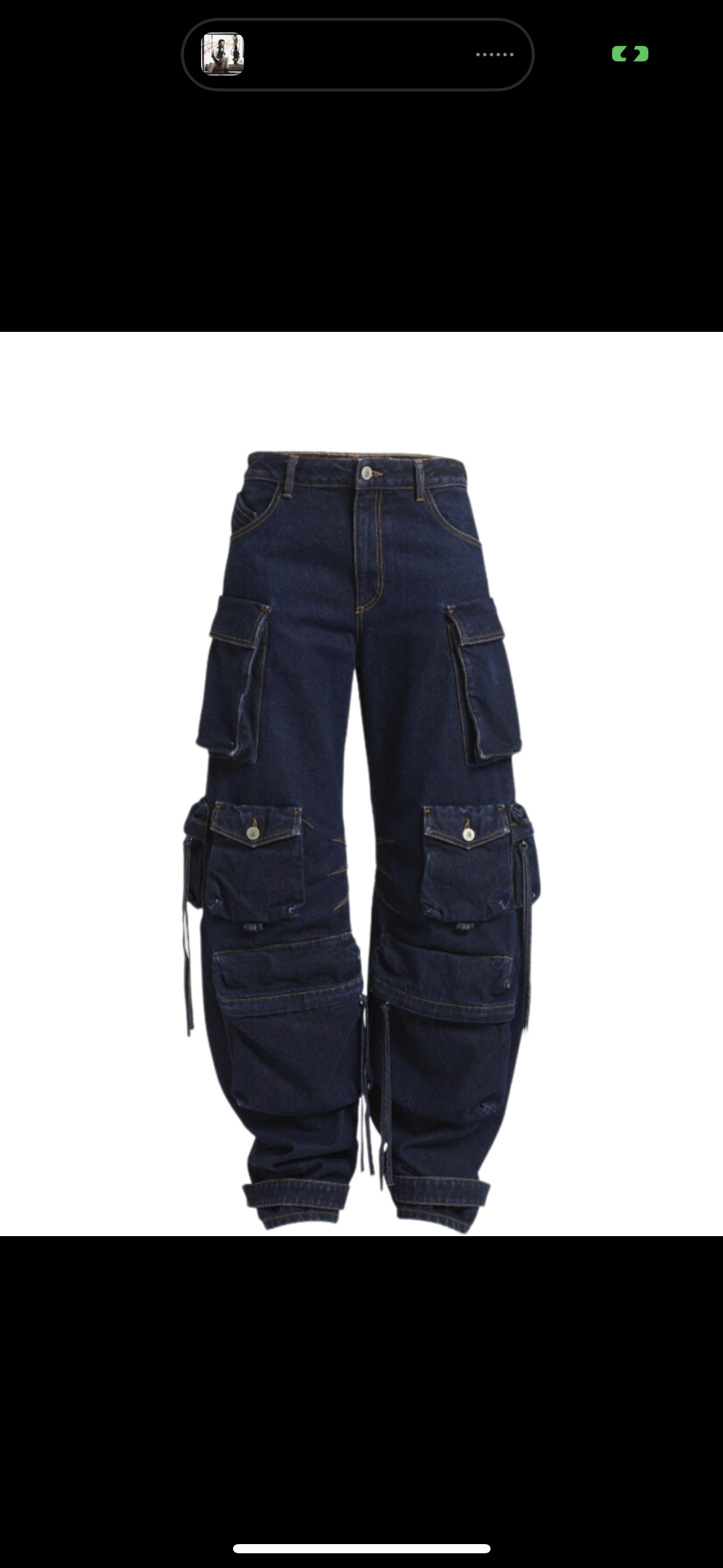 SNOB Baggy Cargo Stretchy Dark Denim Jeans