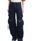 SNOB Baggy Cargo Stretchy Dark Denim Jeans