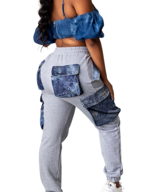 SNOB Kacey DENIM Sweat Pants