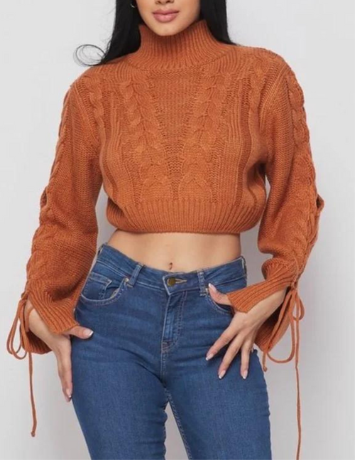 SNOB Tie Me Up Crop Sweater