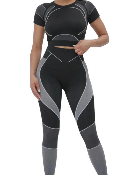 SNOB Macy Seamless Active Wear Yoga Short Set-Black