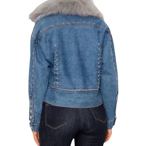 SNOB Kasey DENIM Fur Jean Jacket -Dark Blue