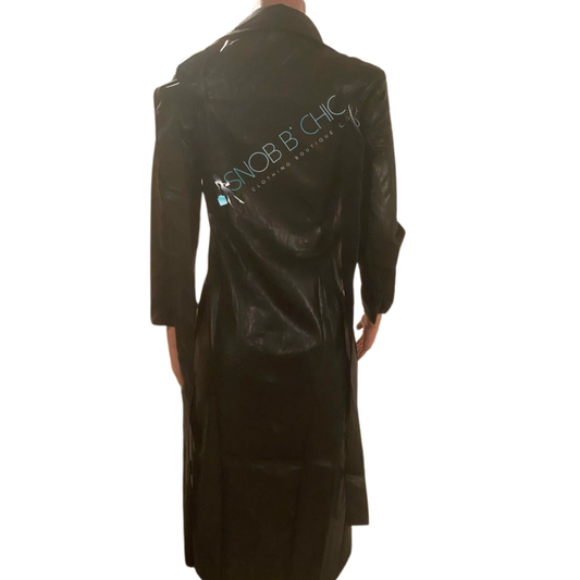 SNOB Miley Leather Trench Coat-Black