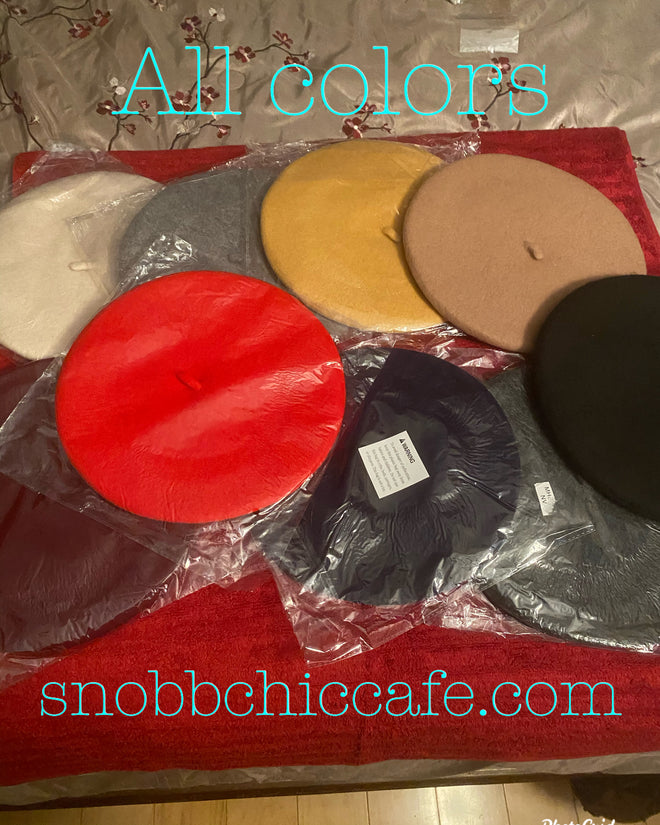 SNOB Beanie Hat-Red, mustard, black, grey, tan, beige