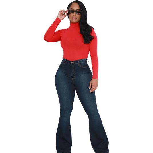 SNOB Robin DENIM Stretchy Flare Jeans- Dark Wash