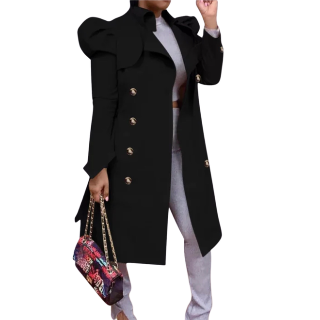 SNOB Amber Trench Dress Coat-Black