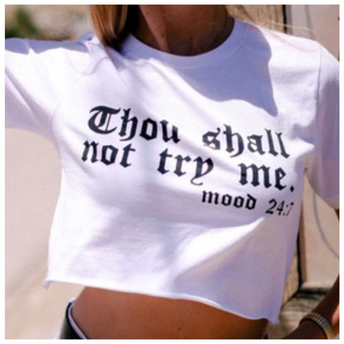 SNOB Try Me Crop T Shirt-Black