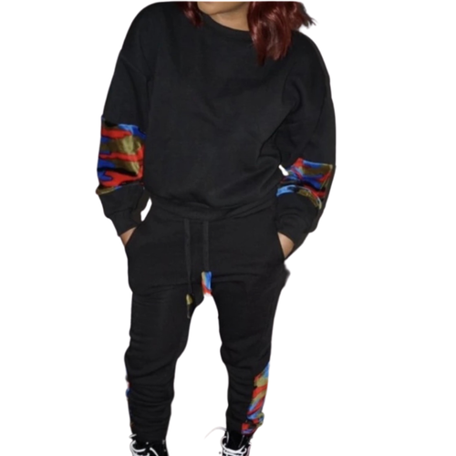 SNOB Jada Multicolored Jogging Suit Set -Black