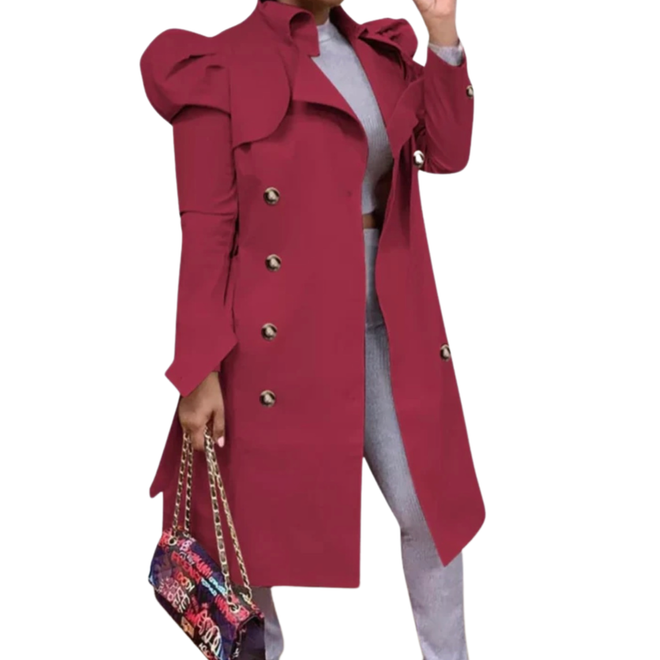 SNOB Amber Trench Dress Coat-burgundy