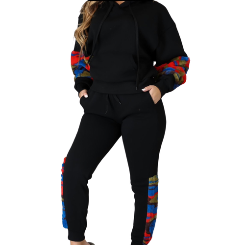 SNOB Jada Multicolored Jogging Suit Set -Black