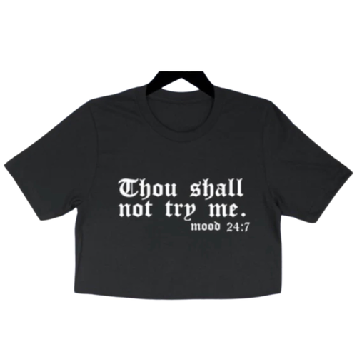 SNOB Try Me Crop T Shirt-Black