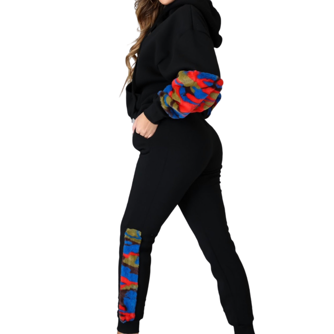 SNOB Jada Multicolored Jogging Suit Set -Black